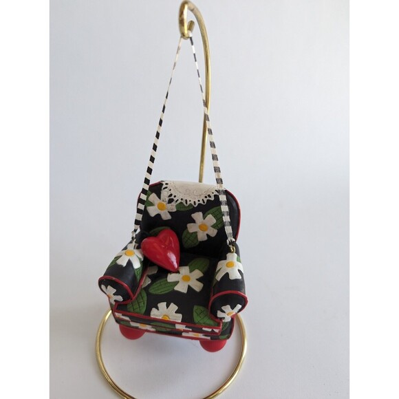 Vtg Mary Engelbreit Chair w/Heart Pillow Christmas Ornament Figurine RARE